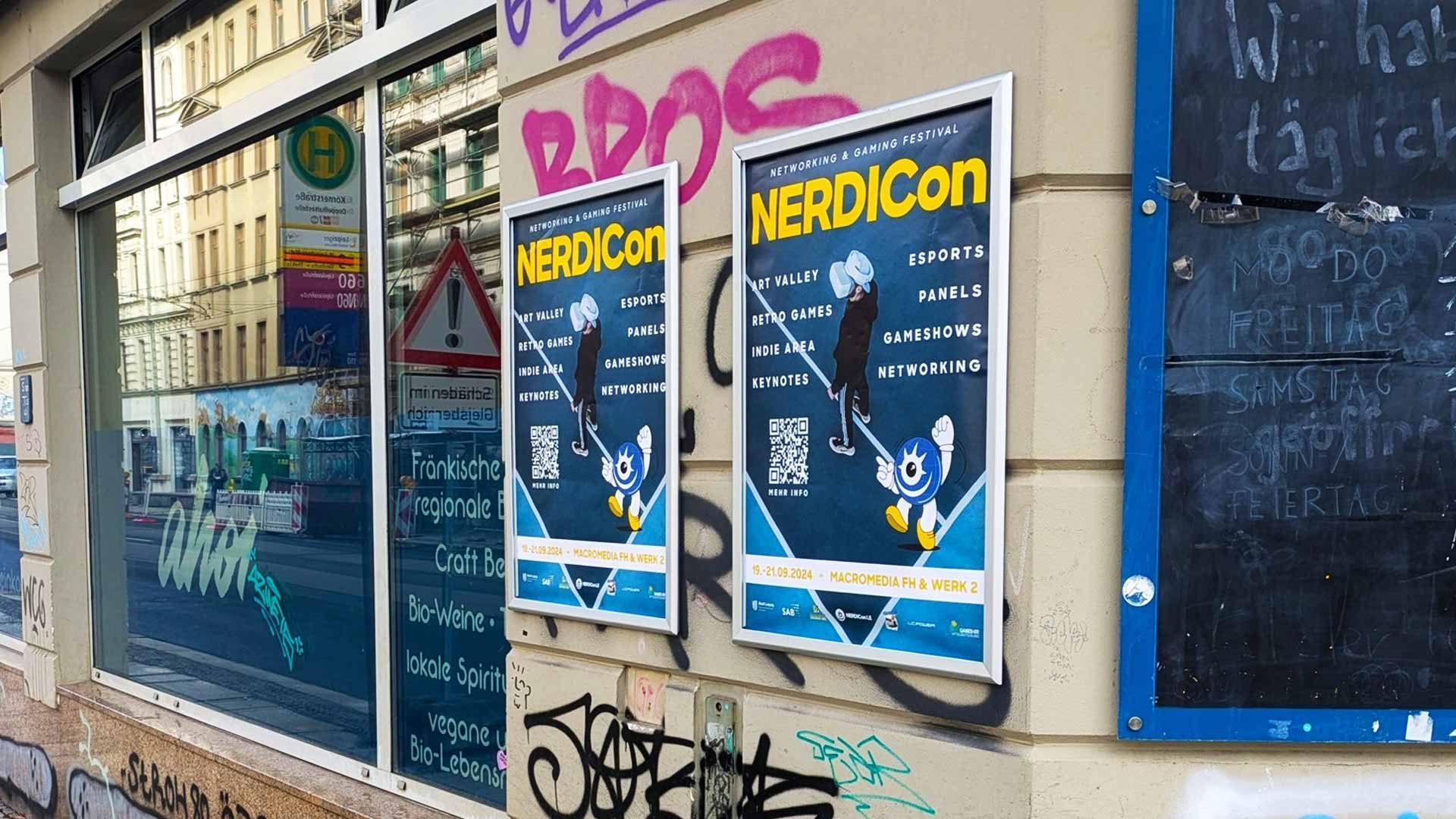 Plakatierung für das NERDIcon-Festival